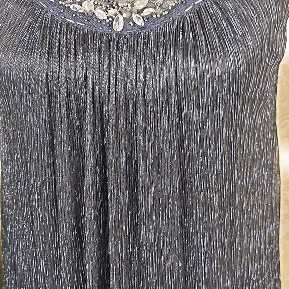 Cache Size 0 Black Metallic Halter Dress Sleeveless Embellished Neckline EUC - Picture 3 of 15